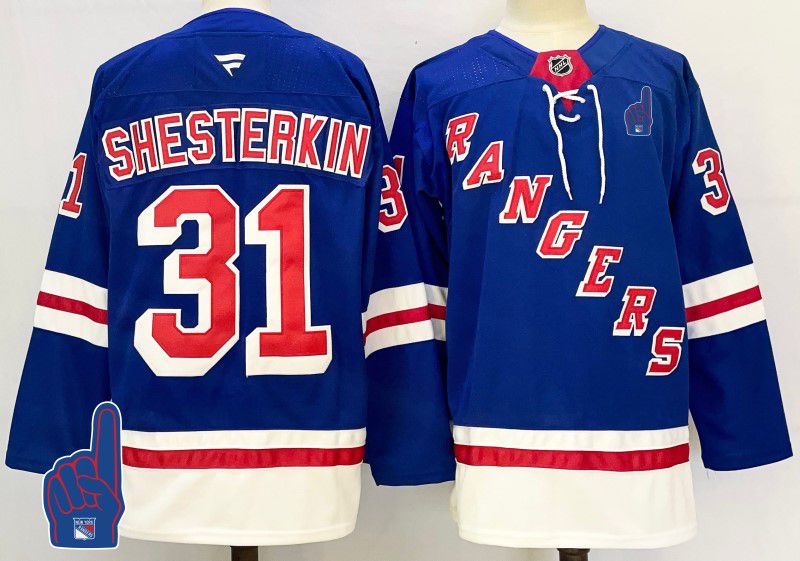Men New York Rangers 31 Shesterkin Blue Fanatics 2025 NHL Jersey style 3